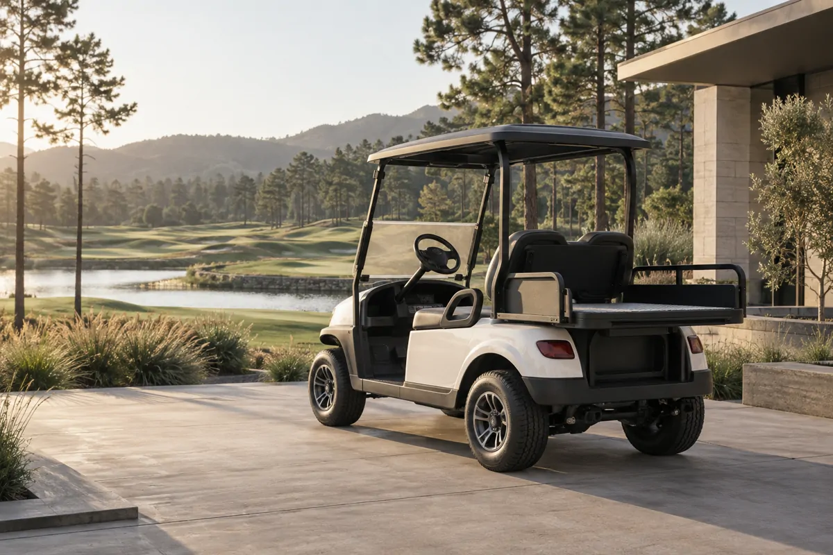 Illustrative electric utility golf cart at a resort