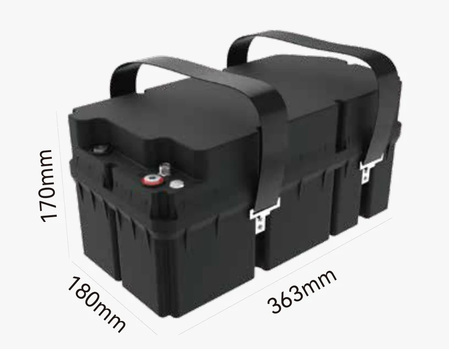 6430LFP plastic enclosure catalogue dimensions: 363 mm long, 180 mm wide, 170 mm high, excluding handles